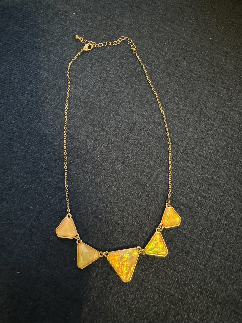 Gold-Tone Opal Triangle Statement Necklace - Women Jewelry